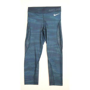 Nike Hypercool Teal Striped Leggings Small Capri Crop 21"